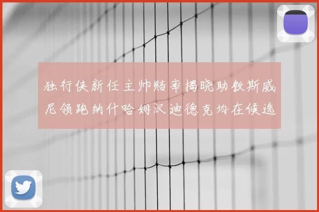 独行侠新任主帅赔率揭晓助教斯威尼领跑纳什哈姆汉迪德克均在候选之中